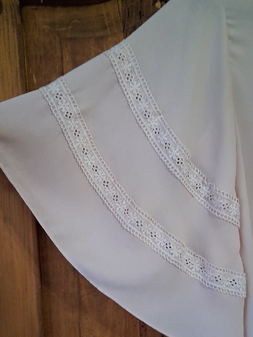 Women's Light Pink Ruffle Sleeve Blouse with Lace Trim - Picture 3 of 3